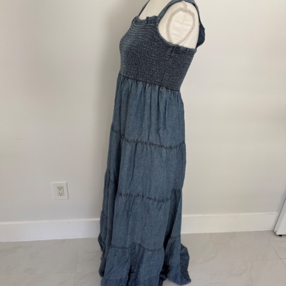 Z Supply Blue Denim Cotton Maxi Sundress Size L Workwear Everyday Casual Dress - Picture 10 of 10